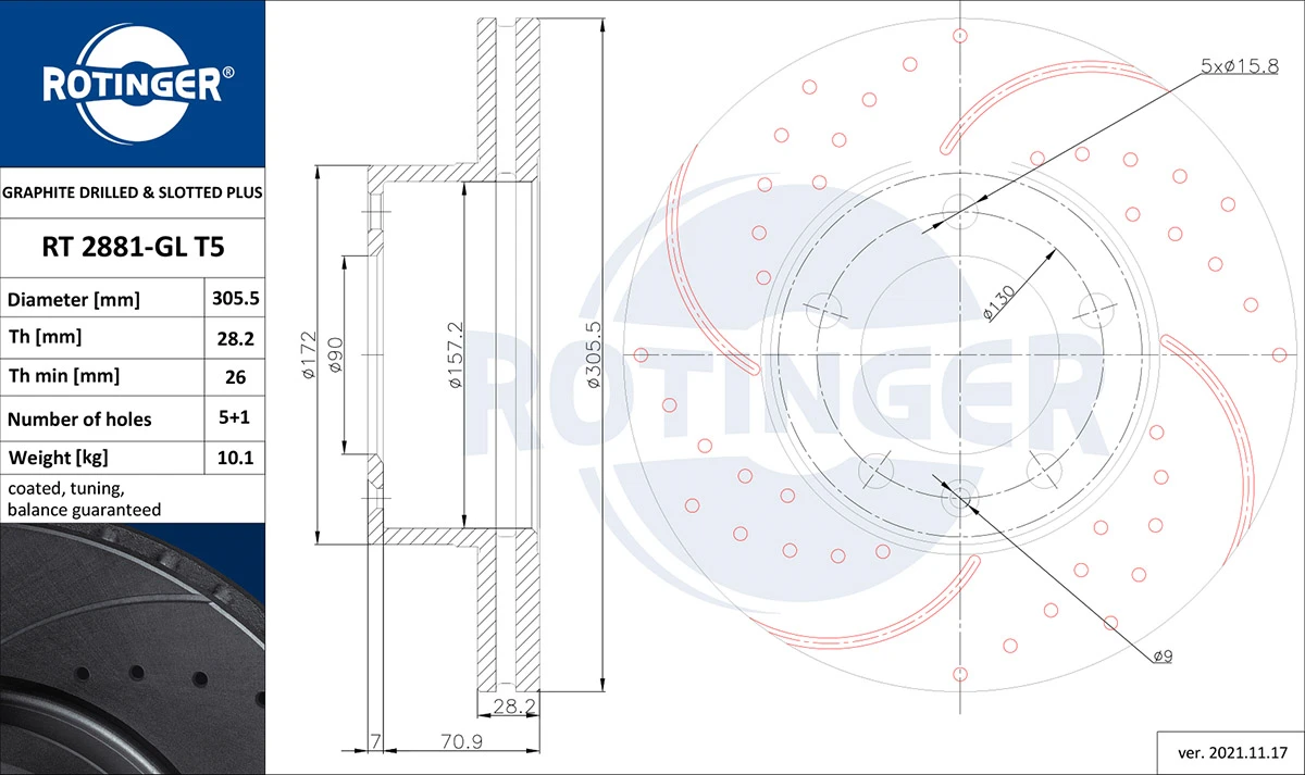 RT 2881-GL T5 ROTINGER Тормозной диск (фото 3)