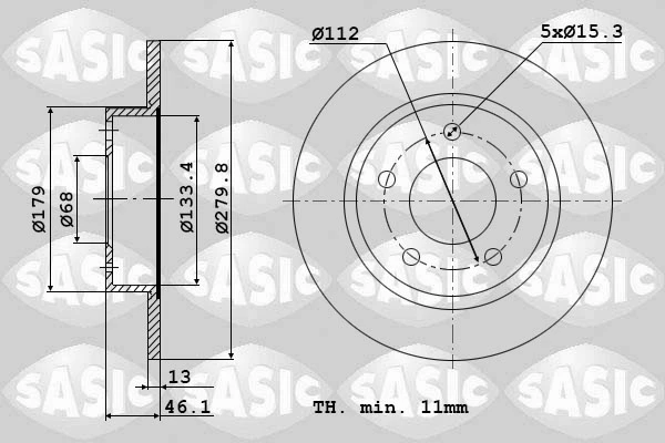 9004495J SASIC Тормозной диск (фото 2)