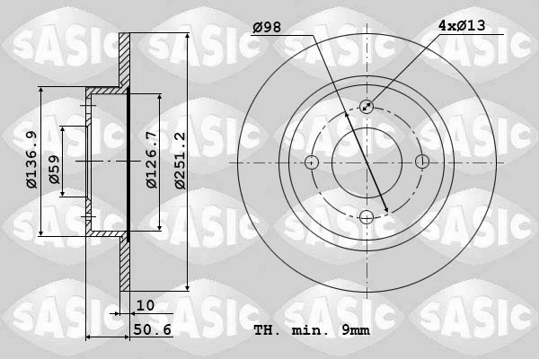 9004366J SASIC Тормозной диск (фото 2)