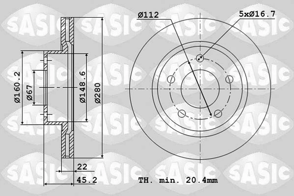6106308 SASIC Тормозной диск (фото 2)