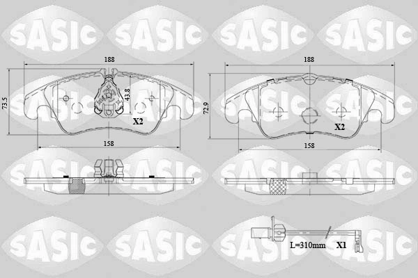 6216103 SASIC Комплект тормозных колодок, дисковый тормоз (фото 2)