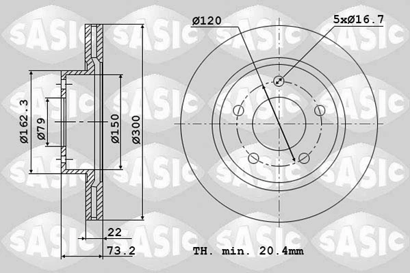 6106304 SASIC Тормозной диск (фото 2)