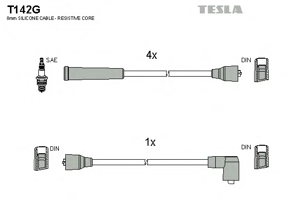 T142G TESLA Высоковольтные провода (комплект проводов зажигания) (фото 1)