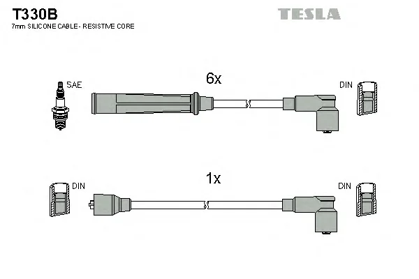 T330B TESLA Высоковольтные провода (комплект проводов зажигания) (фото 1)