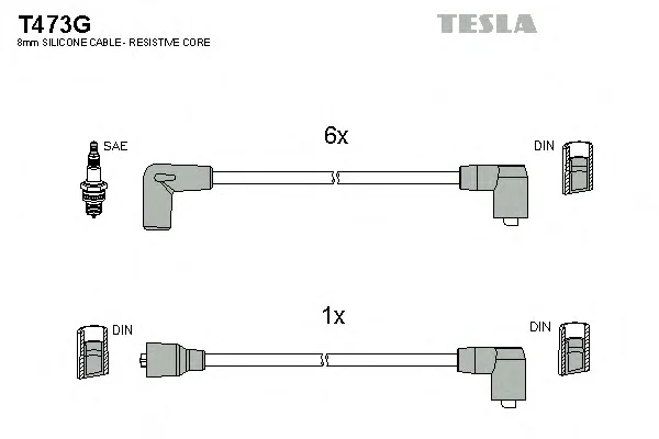 T473G TESLA Высоковольтные провода (комплект проводов зажигания) (фото 1)