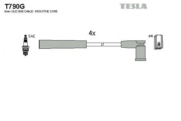 T790G TESLA Высоковольтные провода (комплект проводов зажигания) (фото 1)