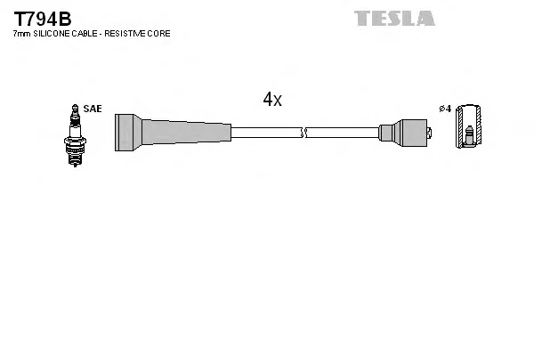 T794B TESLA Высоковольтные провода (комплект проводов зажигания) (фото 1)