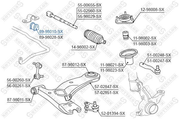 89-98010-SX STELLOX Опора, стабилизатор (фото 4)