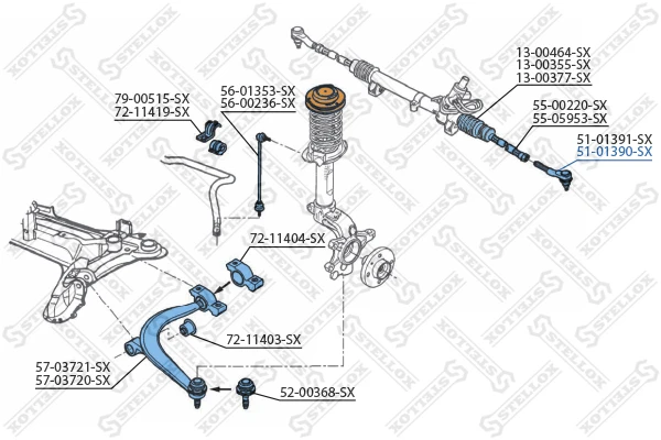 51-01390-SX STELLOX Наконечник поперечной рулевой тяги (фото 2)