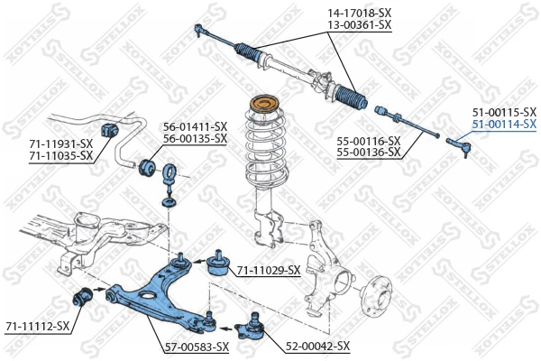 51-00114-SX STELLOX Наконечник поперечной рулевой тяги (фото 2)