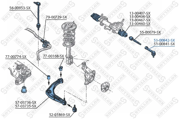 51-00842-SX STELLOX Наконечник поперечной рулевой тяги (фото 3)