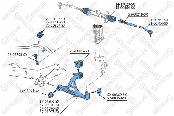 51-00767-SX STELLOX Наконечник поперечной рулевой тяги (фото 3)