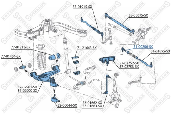 51-00206-SX STELLOX Наконечник поперечной рулевой тяги (фото 3)