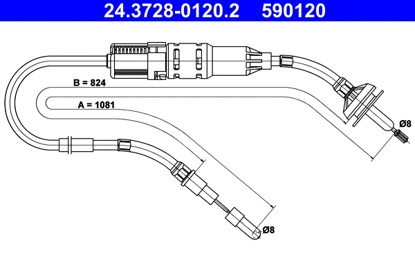 24.3728-0120.2 ATE Трос, управление сцеплением (фото 1)