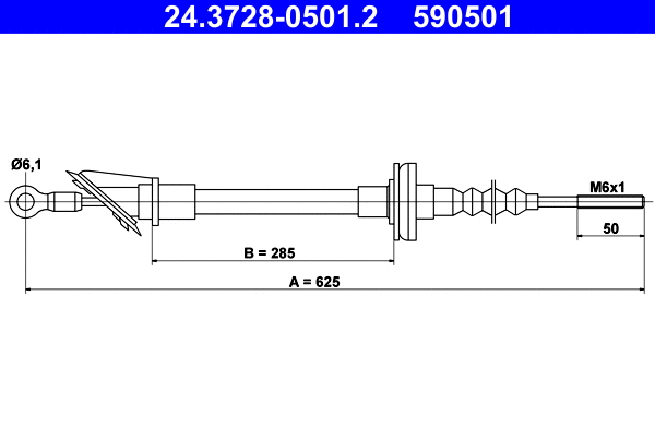24.3728-0501.2 ATE Трос, управление сцеплением (фото 1)
