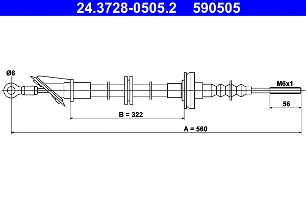24.3728-0505.2 ATE Трос, управление сцеплением (фото 1)