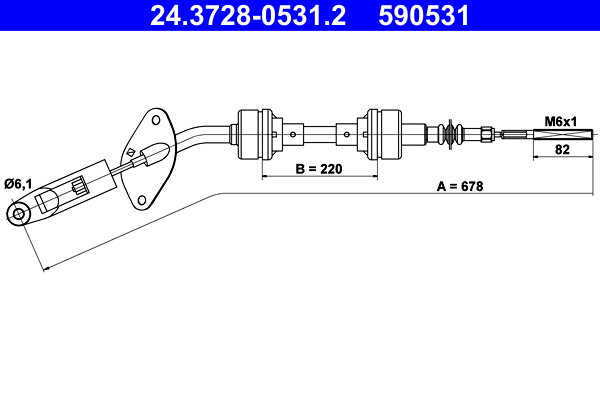 24.3728-0531.2 ATE Трос, управление сцеплением (фото 1)