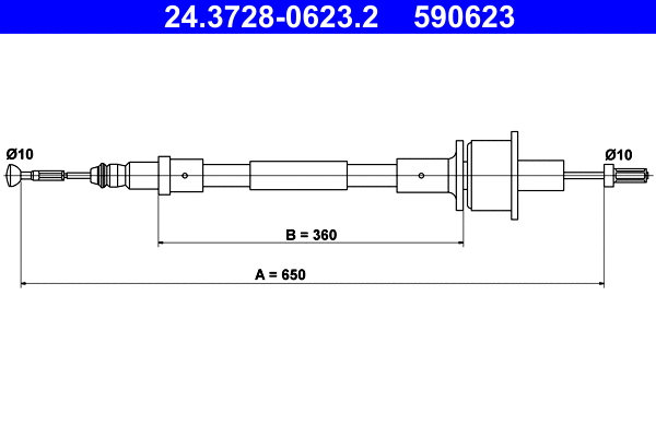 24.3728-0623.2 ATE Трос, управление сцеплением (фото 1)