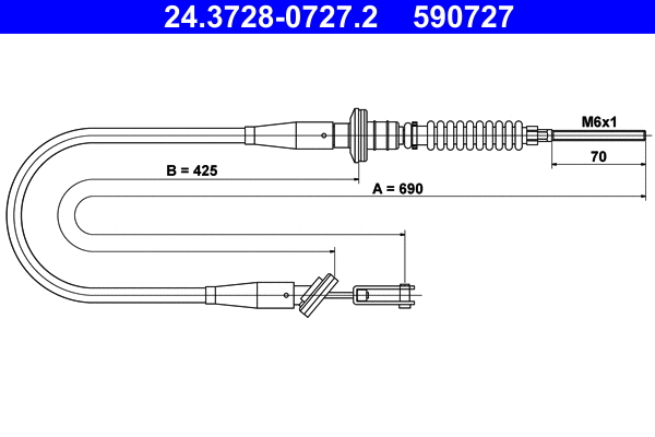 24.3728-0727.2 ATE Трос, управление сцеплением (фото 1)