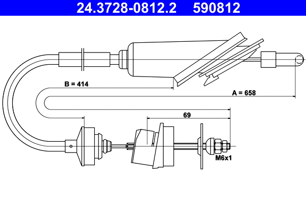 24.3728-0812.2 ATE Трос, управление сцеплением (фото 1)