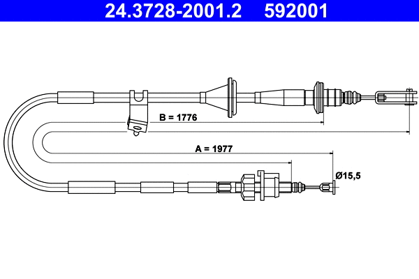 24.3728-2001.2 ATE Трос, управление сцеплением (фото 1)