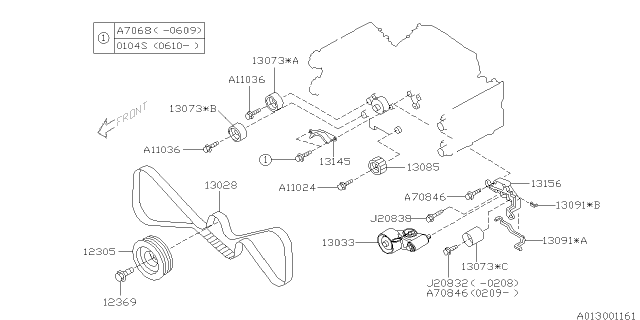 13073AA200 SUBARU Ролик обводной ремня грм №3 legasy 98-02/impreza 92>/forester 97-02 (фото 4)