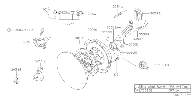 30100AA660 SUBARU Диск сцепления forester 97-98 (фото 2)