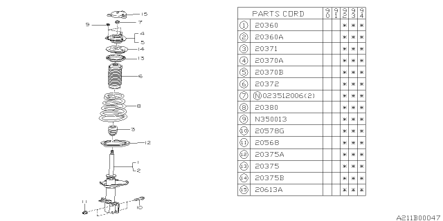 20362AA510 SUBARU Амортизатор газовый задний левый sub (фото 1)