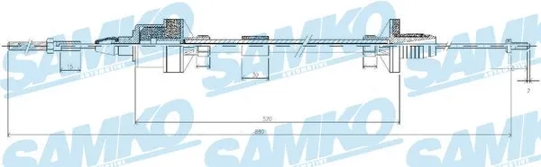 C0122C SAMKO Трос, управление сцеплением (фото 1)