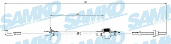C0127C SAMKO Трос, управление сцеплением (фото 1)