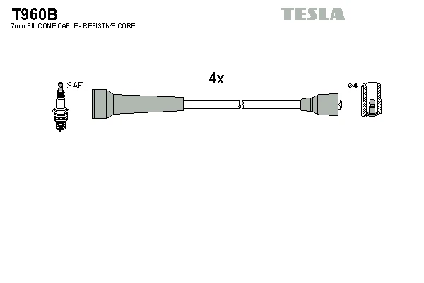 T960B TESLA Комплект проводов зажигания (фото 2)