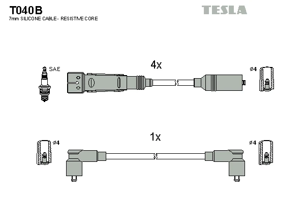 T040B TESLA Комплект проводов зажигания (фото 2)