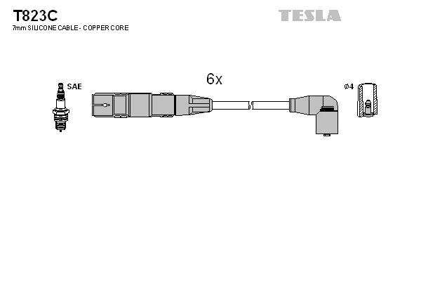 T823C TESLA Комплект проводов зажигания (фото 2)
