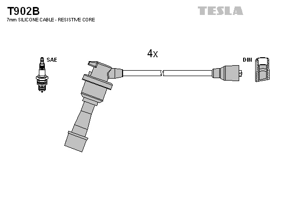 T902B TESLA Комплект проводов зажигания (фото 2)