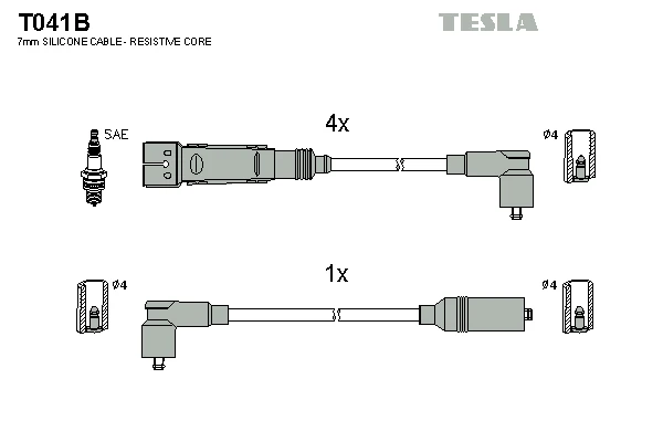 T041B TESLA Комплект проводов зажигания (фото 2)