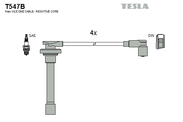 T547B TESLA Комплект проводов зажигания (фото 2)