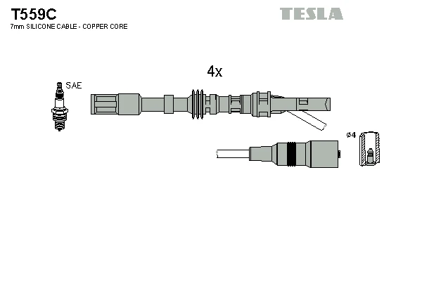 T559C TESLA Комплект проводов зажигания (фото 2)