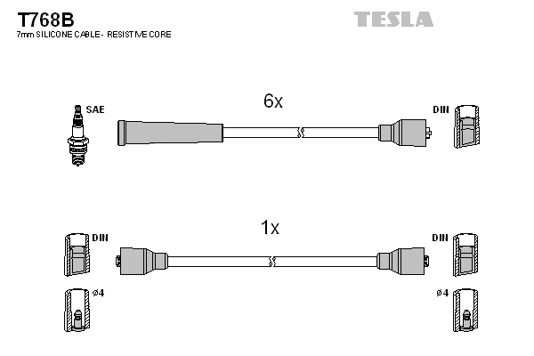 T768B TESLA Комплект проводов зажигания (фото 2)