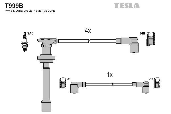 T999B TESLA Комплект проводов зажигания (фото 2)
