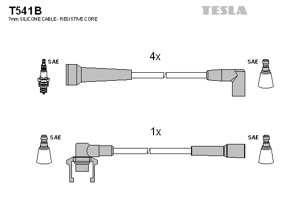 T541B TESLA Комплект проводов зажигания (фото 2)