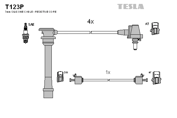 T123P TESLA Комплект проводов зажигания (фото 2)