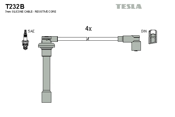 T232B TESLA Комплект проводов зажигания (фото 2)
