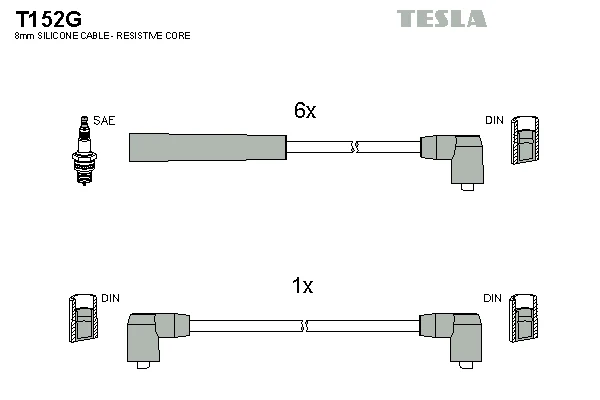T152G TESLA Комплект проводов зажигания (фото 2)