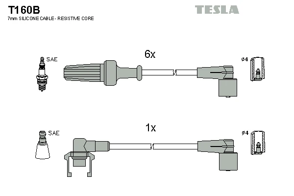 T160B TESLA Комплект проводов зажигания (фото 2)