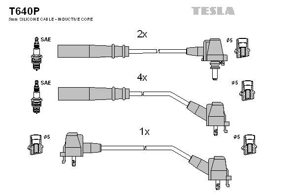 T640P TESLA Комплект проводов зажигания (фото 1)