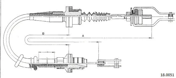 18.0051 CABOR Трос, управление сцеплением (фото 1)