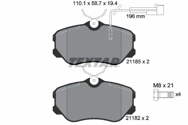 21185 194 2 5 TEXTAR Колодки торм. пер. (фото 1)