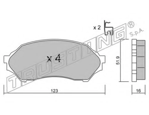 396.0 TRUSTING Комплект тормозных колодок, дисковый тормоз (фото 2)