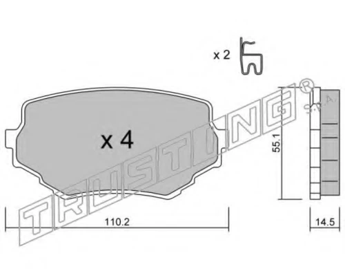 258.0 TRUSTING Комплект тормозных колодок, дисковый тормоз (фото 2)