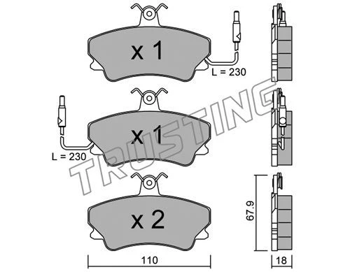 071.0 TRUSTING Комплект тормозных колодок, дисковый тормоз (фото 2)